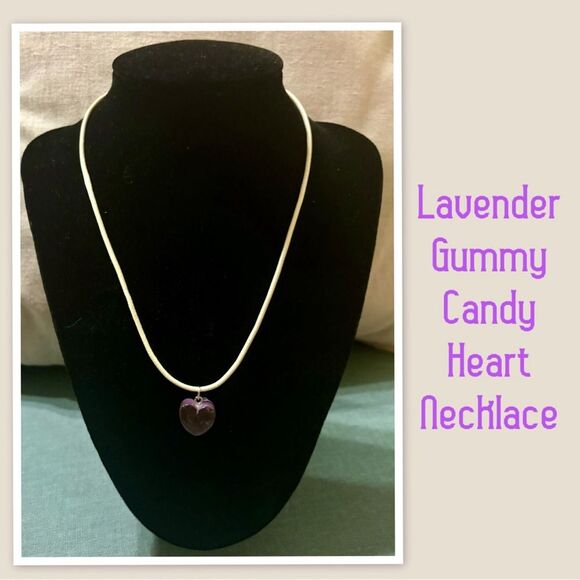 Lavender Gummy Candy Heart Necklace - Picture 1 of 3